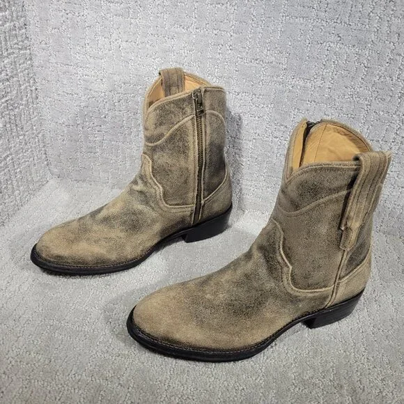 Tecovas The Dean Men's Size US 8EE Taupe Suede Side Zip Western Boots - Picture 5 of 10